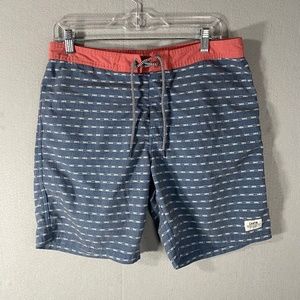 Katin Swim Trunks Board Shorts Red  Blue Pattern Mens Size 32